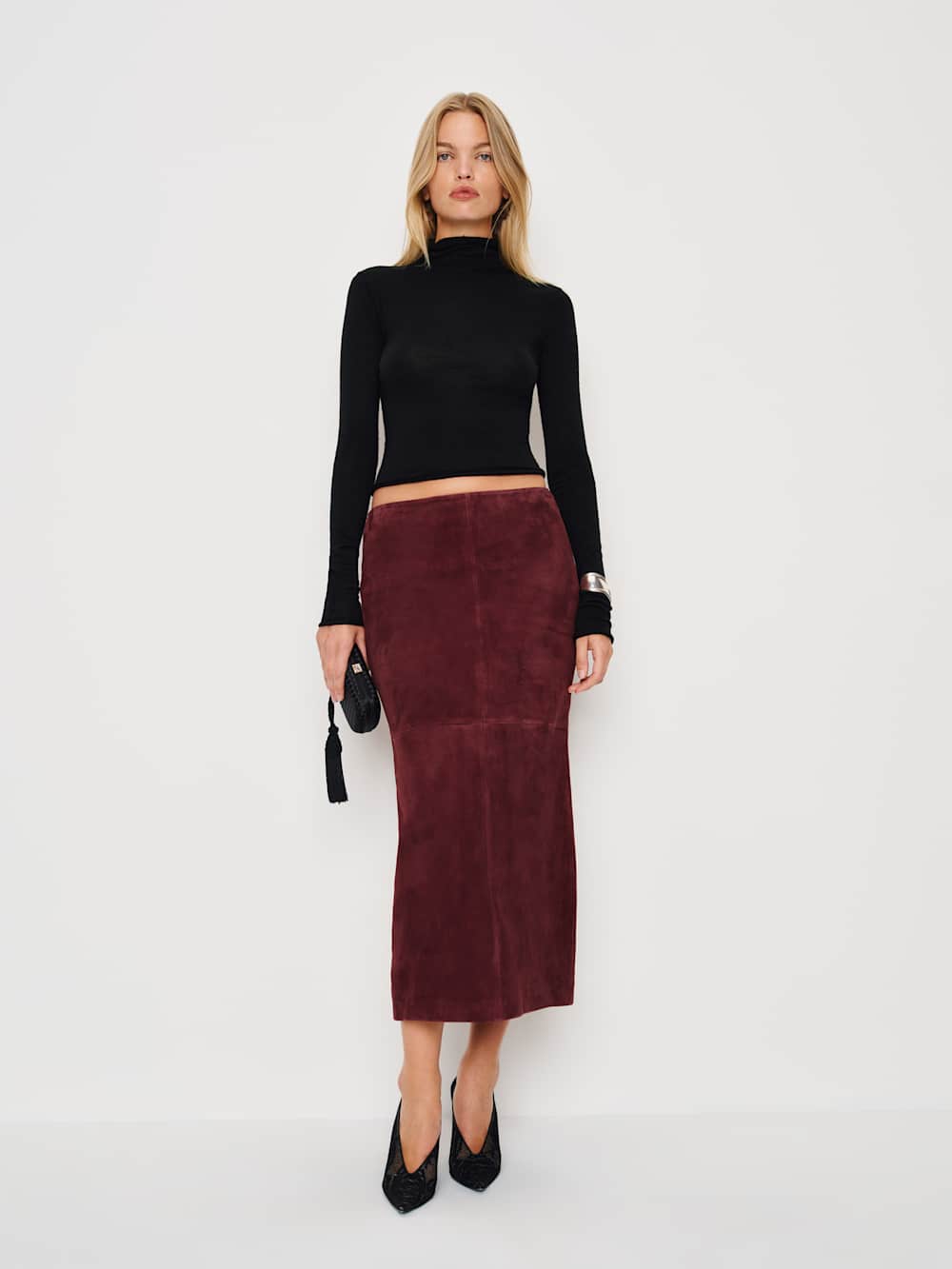 Veda Cole Low Waist Leather Maxi Skirt