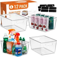 LANDNEOO Store 12 PACK LARGE Clear Storage Bins with Handles & Labels