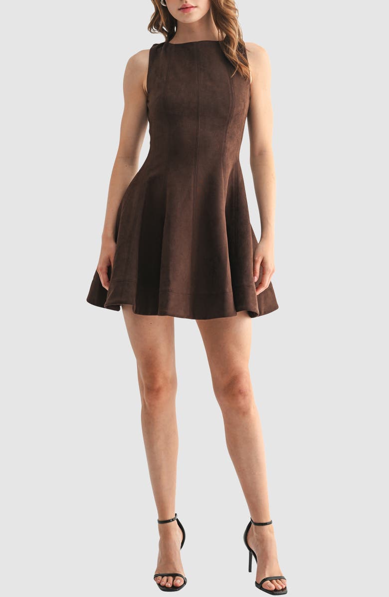 Faux Suede Fit &amp;amp; Flare Minidress