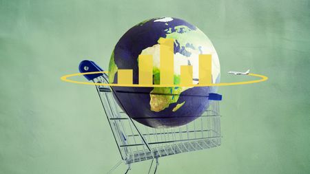 Globe sitting in a shopping cart