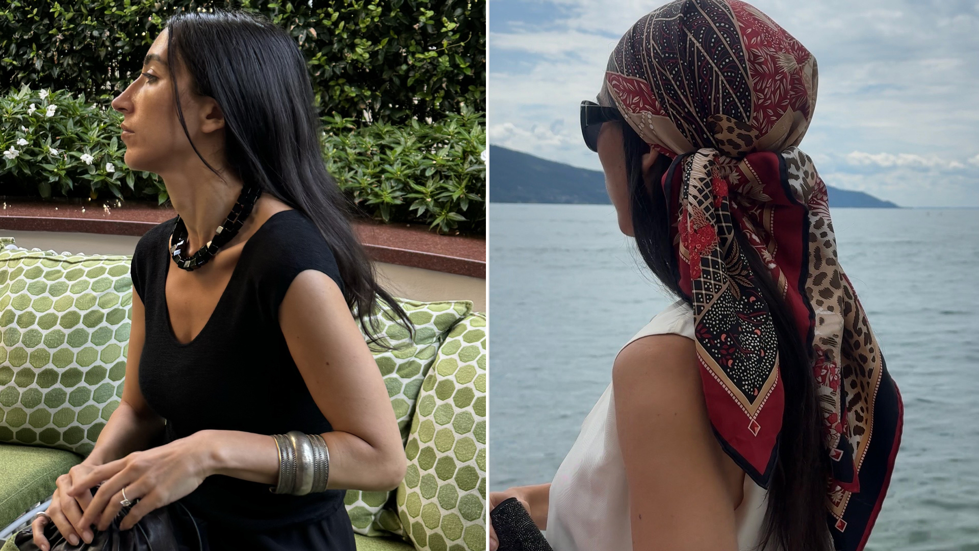 a collage of Alexis Badiyi wearing outfits on her vacation in Italy