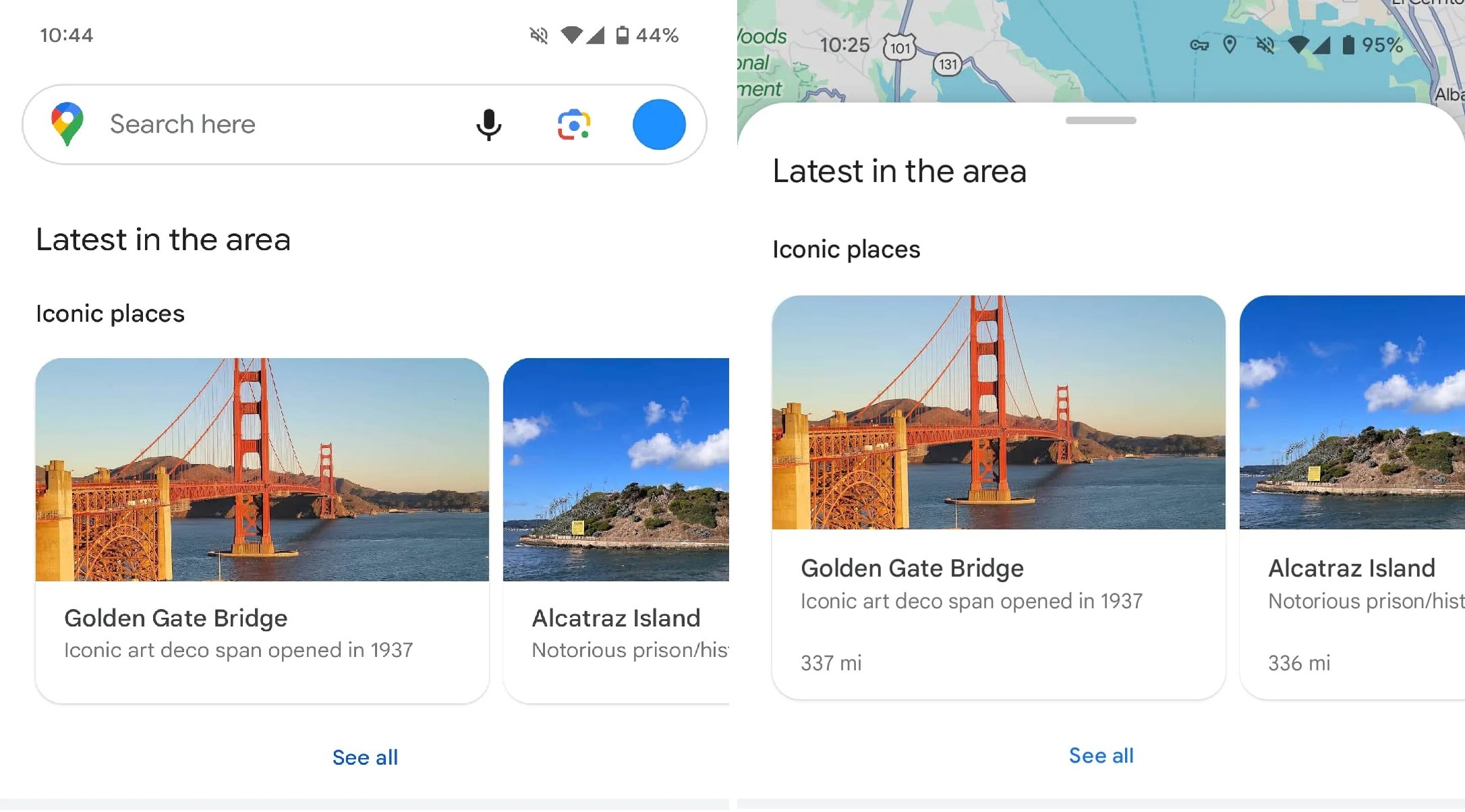 The Google Maps UI changes