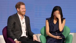 Prince Harry and Meghan Markle being interviewed