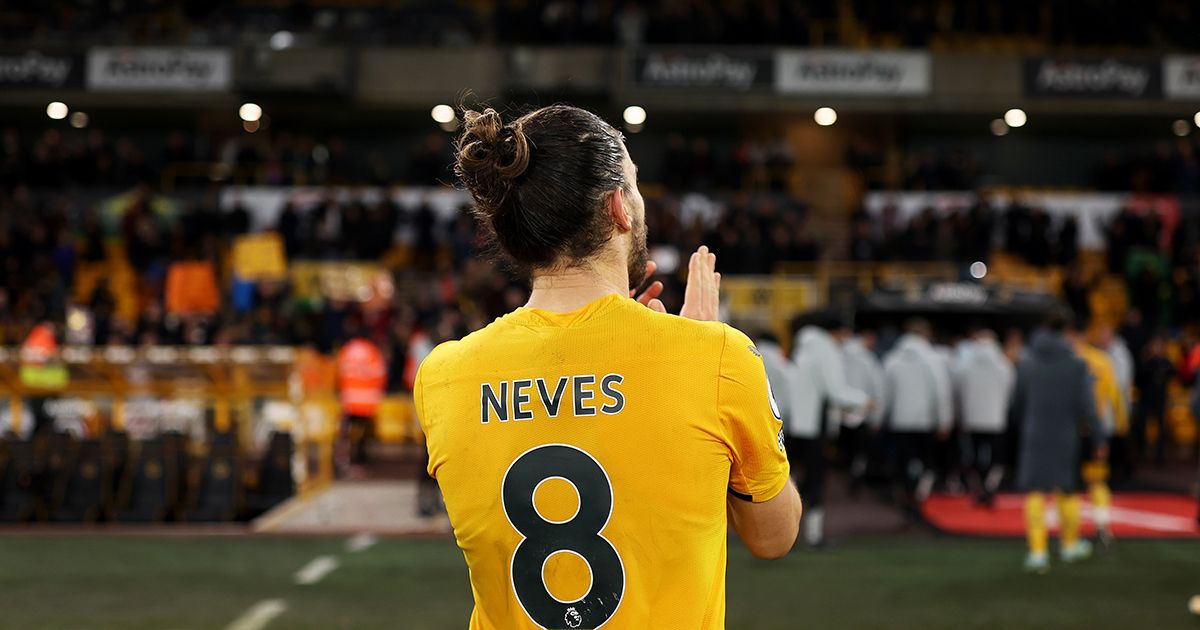 Liverpool target Ruben Neves of Wolverhampton Wanderers shows appreciation to the fans as he walks off the pitch following victory in the Premier League match between Wolverhampton Wanderers and West Ham United at Molineux on January 14, 2023 in Wolverhampton, England.