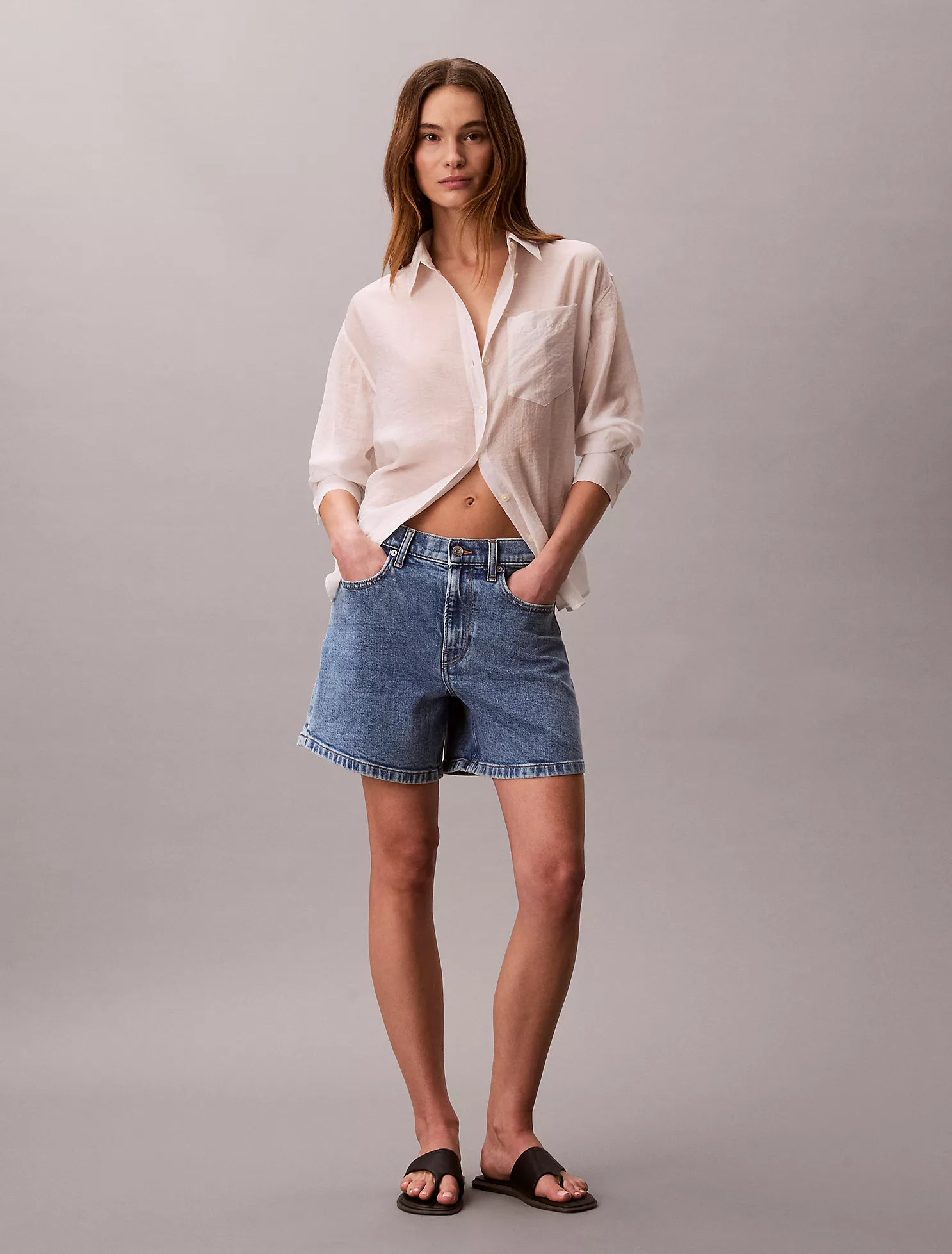 Calvin Klein, Denim A-Line Shorts