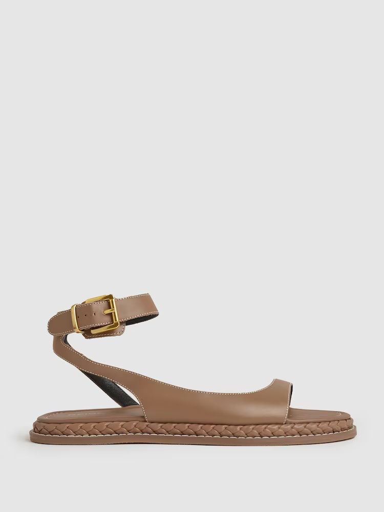 reiss, Leather Plait Detail Sandals