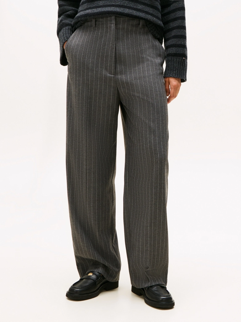 Pinstripe Oversized Straight Trousers