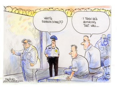 Political Cartoon U.S. Bannon jail wall&nbsp;