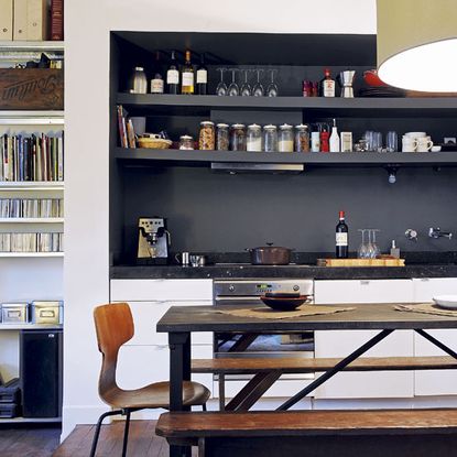 kitchen with wooden diner table