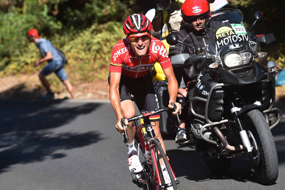 Tosh Van der Sande (Lotto-Soudal) on the attack