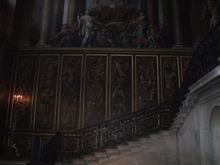 The King's Staircase at Hampton Court Palace in Surrey, England, which is considered one of the most haunted places in the world. 