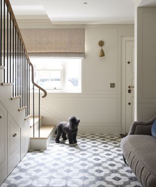 An encaustic patterned floor inspired by Victorian hallway tiles