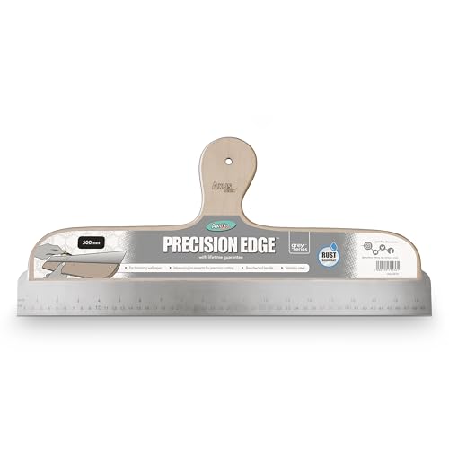 Axus Decor Precision Edge 500mm (grey Series) - Multipurpose Tool With Measuring Increment &amp;amp; Cutting Blade - Wallpaper Cutting Tool With Stainless Steel Blade &amp;amp; Beechwood Handle, Grey