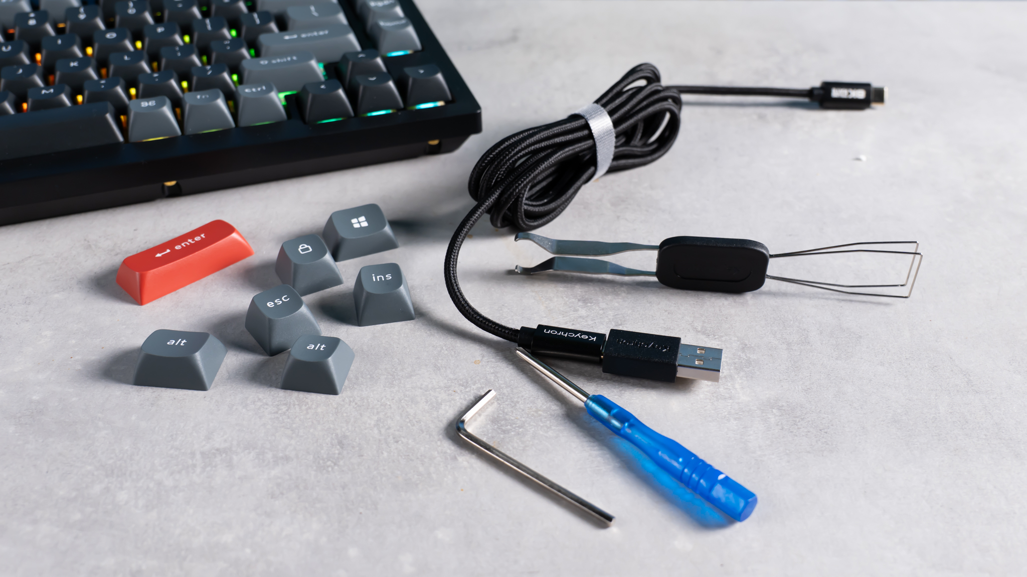 A black Keychron V1 Ultra 8K mechanical keyboard