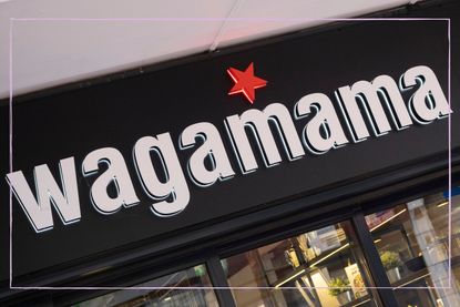 A Wagamama sign on the front of a restaurant