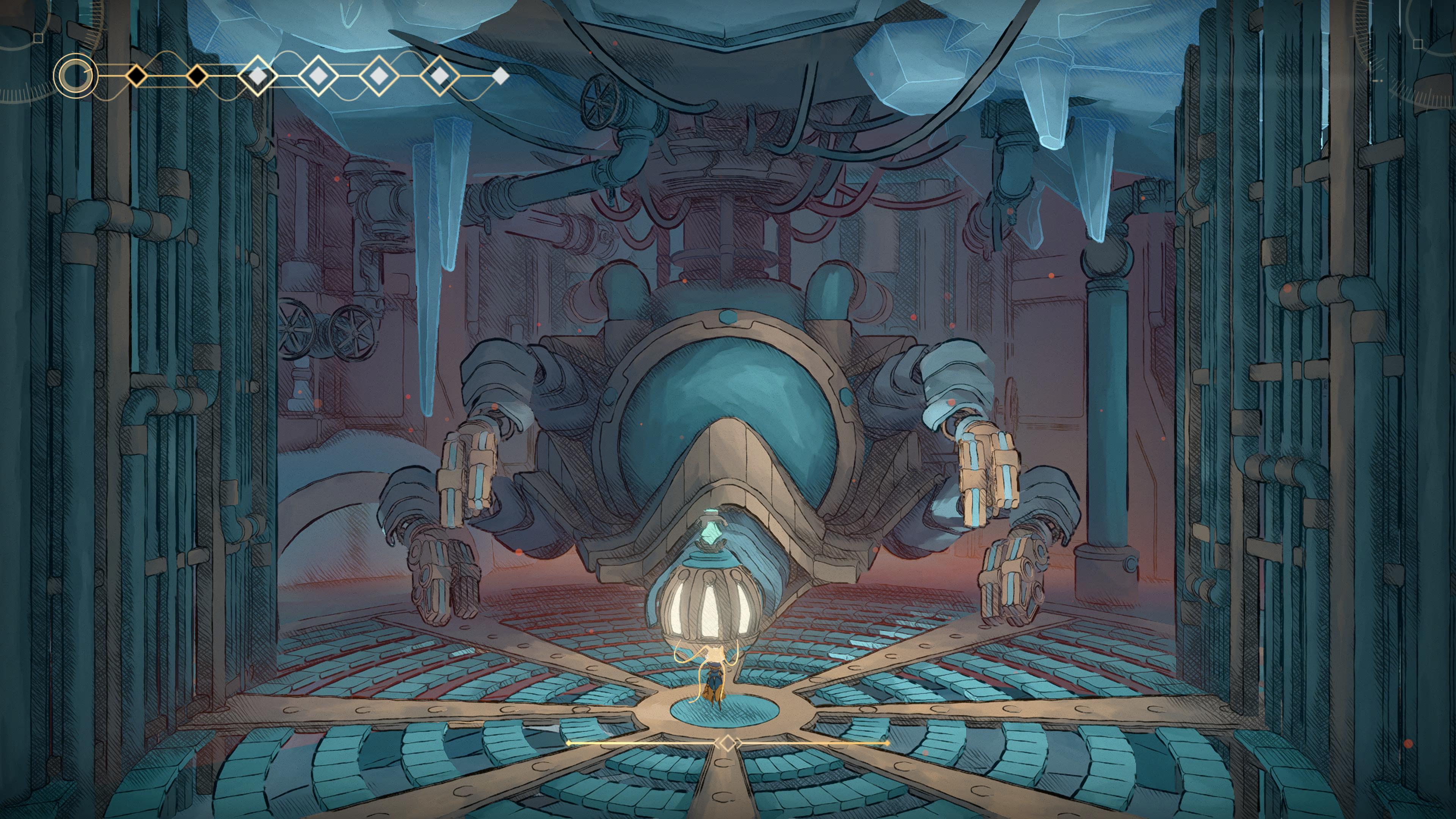 Screens of a game made from hand-drawn watercolour art