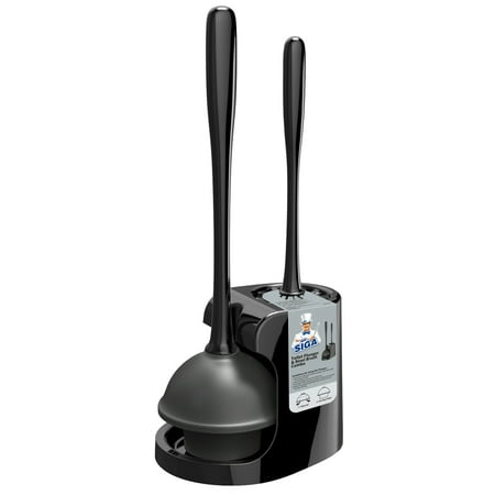 Mr.siga Toilet Plunger and Bowl Brush Combo for Bathroom Cleaning, Black, 1 Set