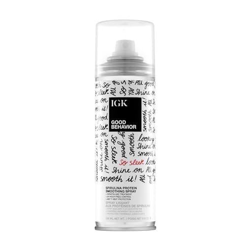 Igk Good Behavior Spirulina Protein Smoothing Spray, Heat Protectant, 5.6oz | Keratin-Like Treatment, Frizz Control, Sleek Shiny Hair Blowout, Lightweight, 450&amp;deg;f Protection, Vegan + Color-Safe