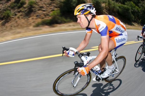 Dutchman Maarten Tjallingii (Rabobank) swoops through Central California's rolling topography.