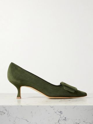 Maysale 50 Buckled Suede Pumps