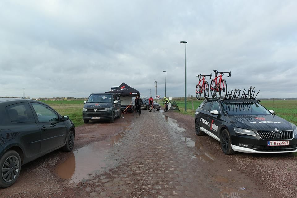 Trek-Segafredo set up camp for their training ride