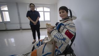 Image of astronaut Samantha Cristoforetti during training in China
