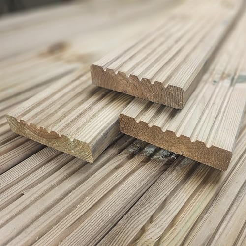 Snowdon Timber Treated Decking Board | 5 Pack | 28 X 120 X 2400mm | Pressure Treated Timber for Garden, Diy & Landscaping