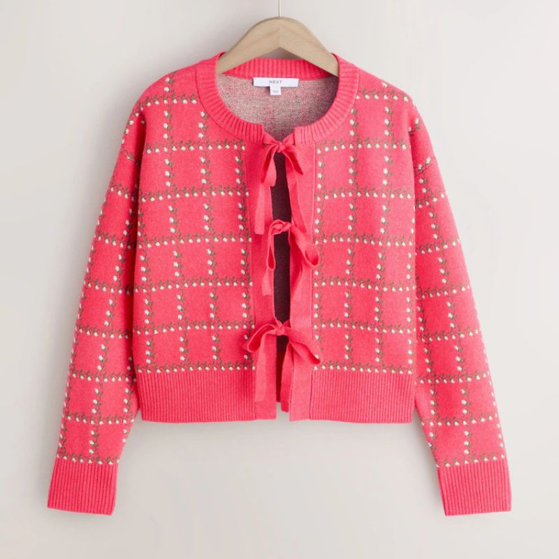 Next , Check Supersoft Tie Front Knitted Cardigan