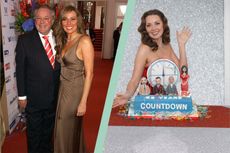 a split image showing Carol Vorderman with a Countdown cake and with former Countdown host Richard Whiteley