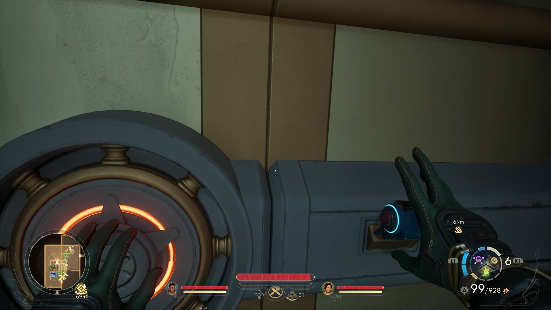The Outer Worlds 2 screenshot showing the player character using the Lockpick skill to unlock a door