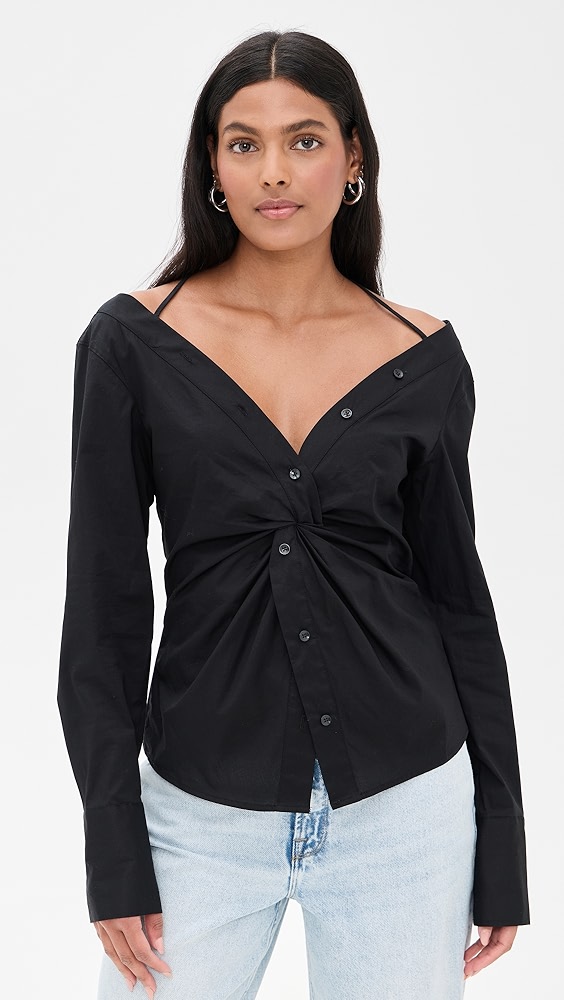 Good American Poplin Off Shoulder Top