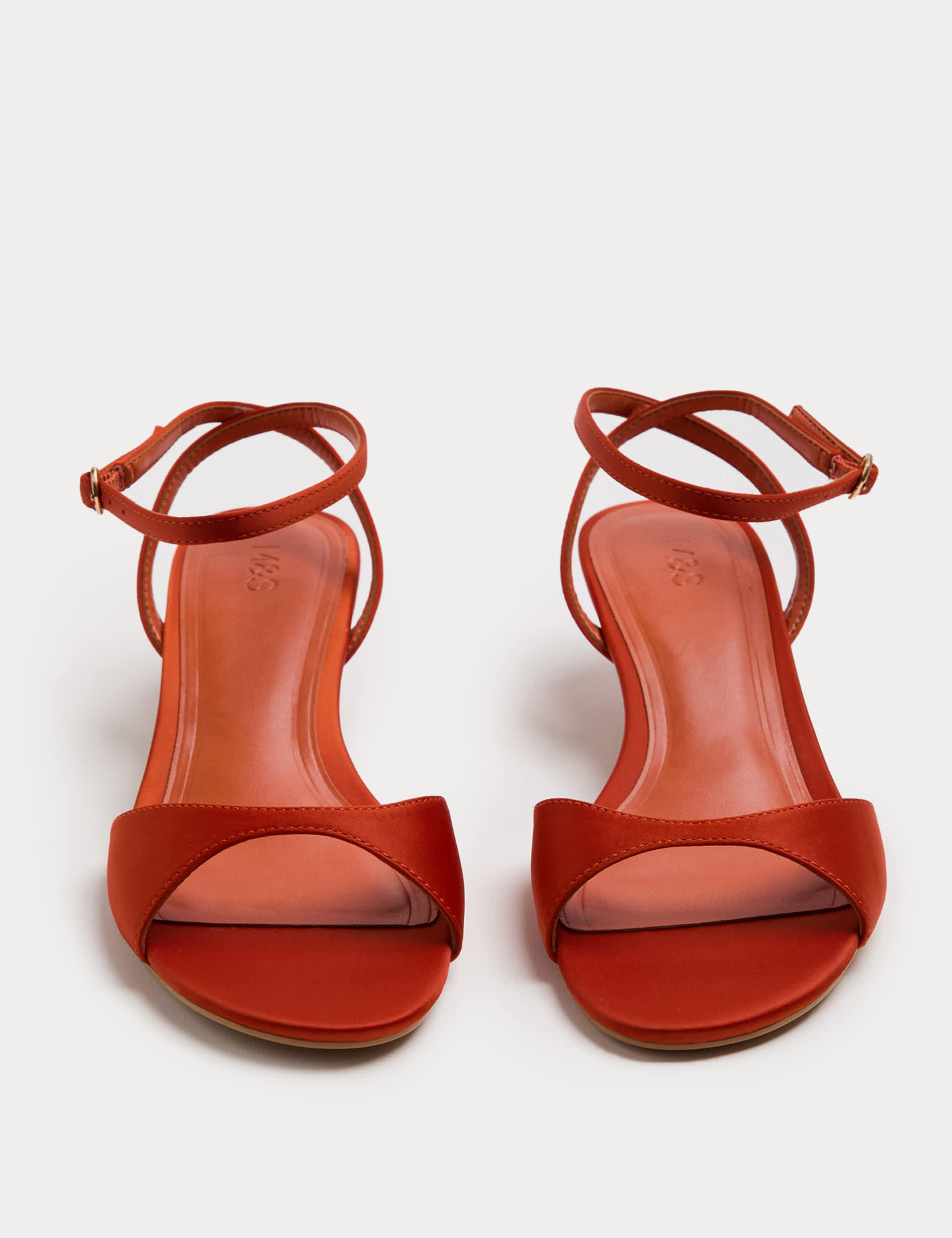 Satin Ankle Strap Kitten Heel Sandals