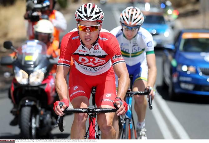 Will Clarke (Drapac) leads Neil van der Ploeg (UniSA) in the break on day one of the Tour Down Under.