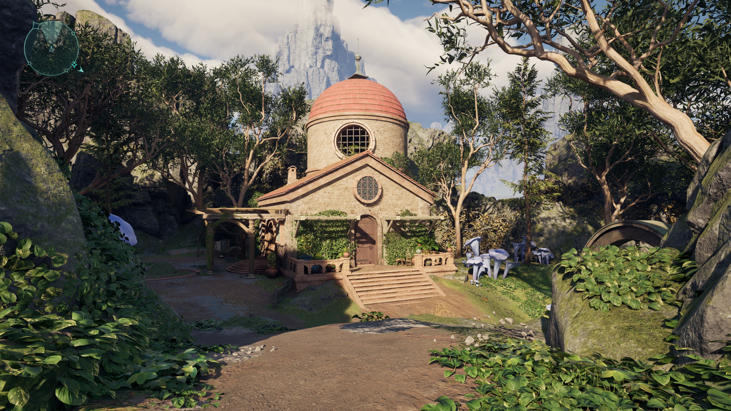 Witch's cottage with tower and dome in Dawnshore in Avowed