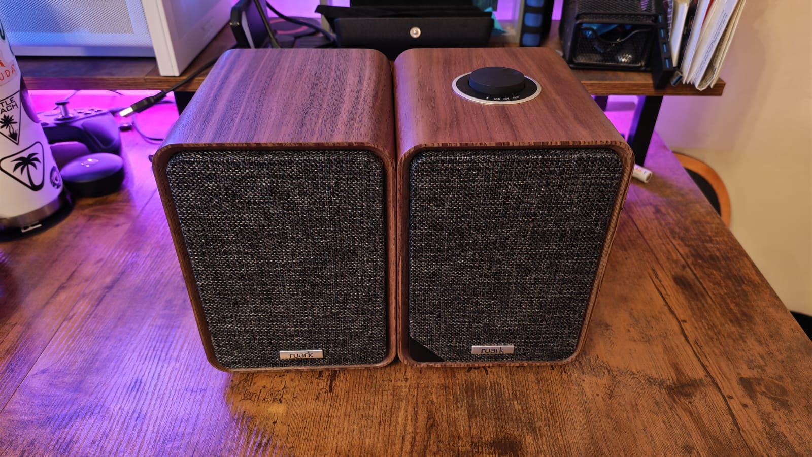The Ruark MR1 MK3 Speakers facing toward the camera