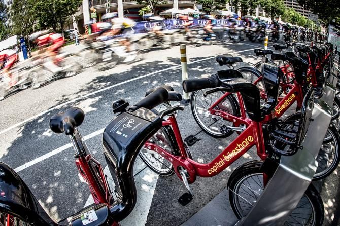 Bikeshare bikes along today&rsquo;s route