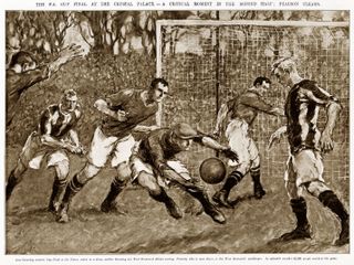 A depiction of the 1912 FA Cup final between Barnsley and West Brom