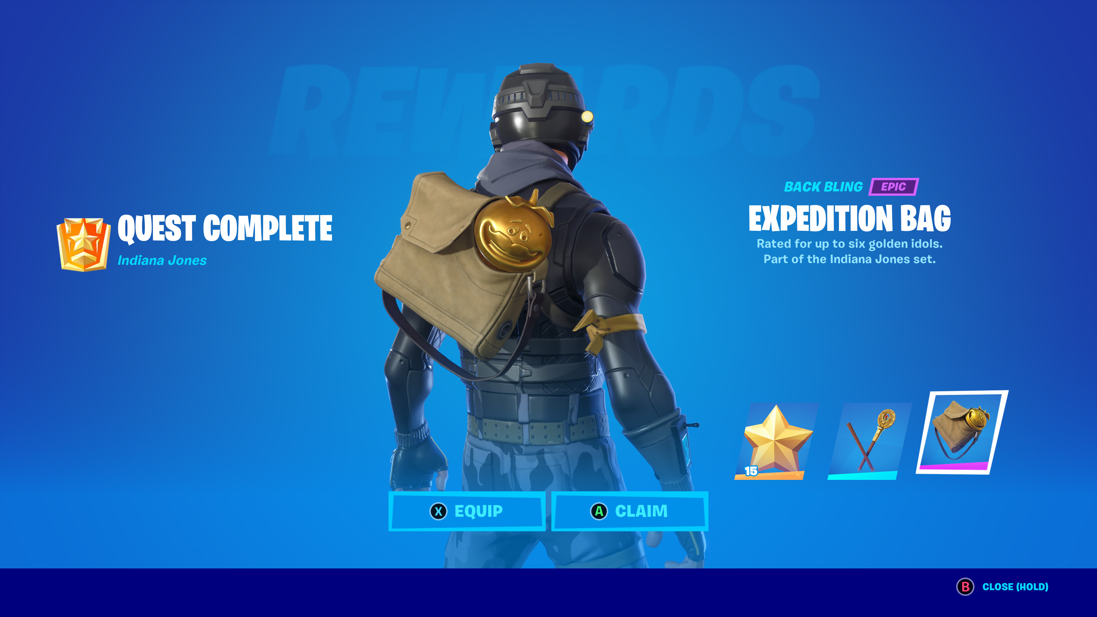 Fortnite Indiana Jones expedition bag back bling item