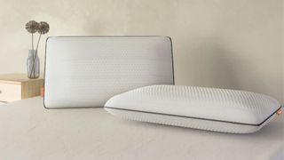 The Emma Foam Pillow against a white wall.
