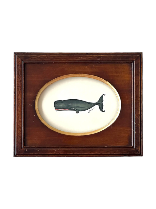 Original Hand-Painted Whale Painting, Framed