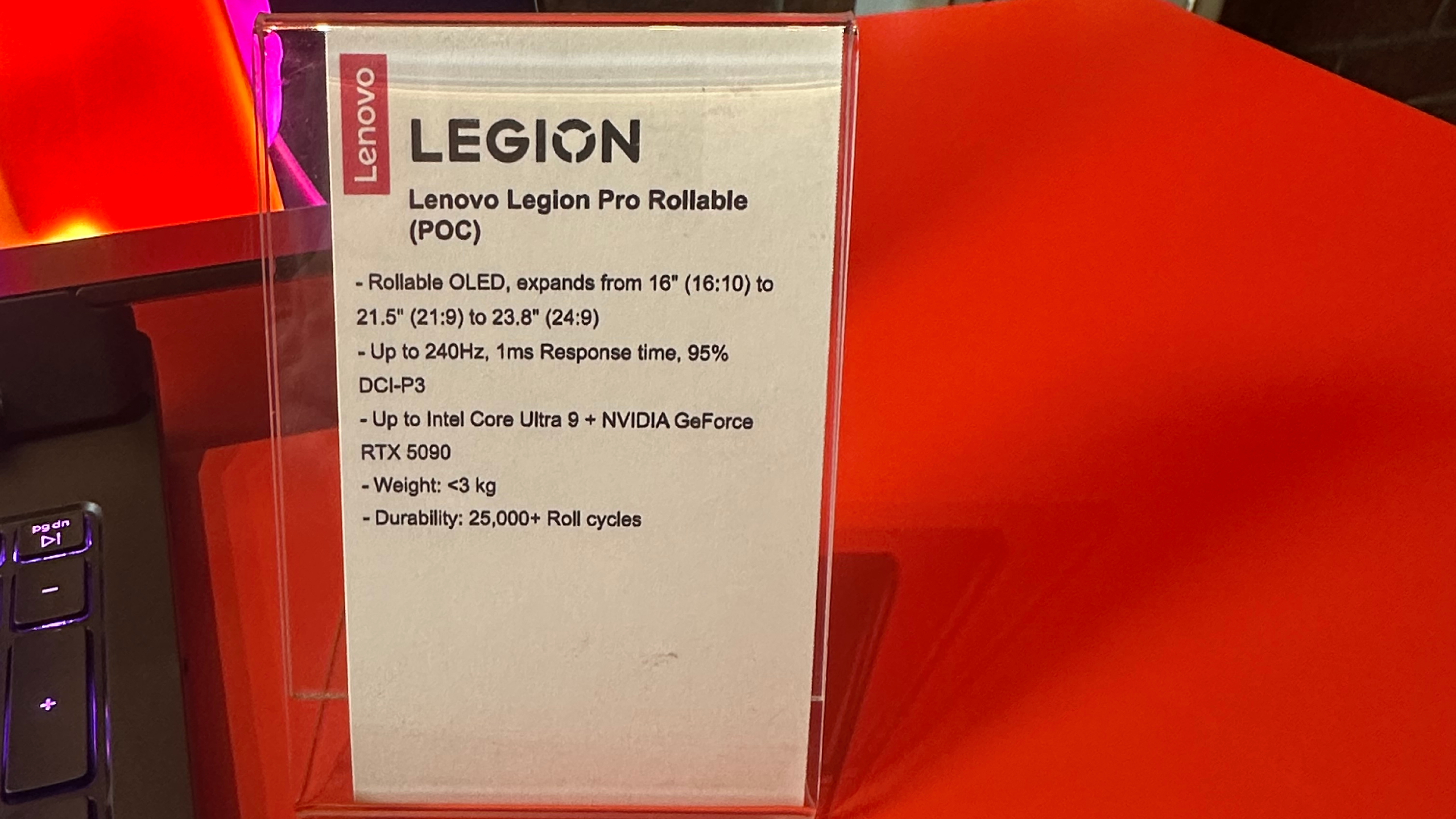 Lenovo Legion Pro Rollable specs sheet