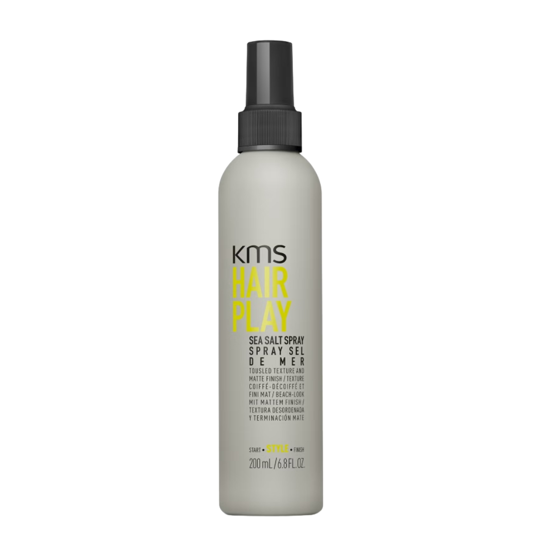 A product shot of the KMS Hairplay Sea Salt Spray, on a white background