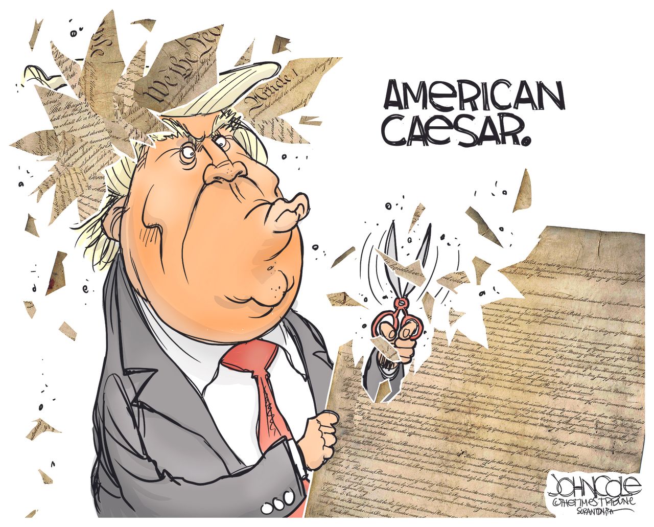 Political Cartoon U.S. Trump American Caesar Constitution