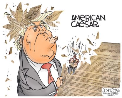 Political Cartoon U.S. Trump American Caesar Constitution