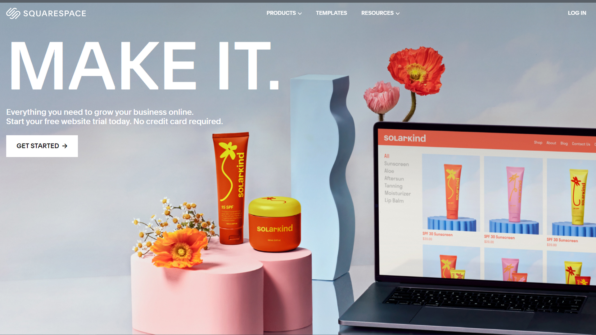 Squarespace's homepage