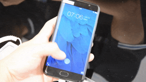 Qualcomm's under-screen scanner in action on a prototype handset (credit: Engadget)