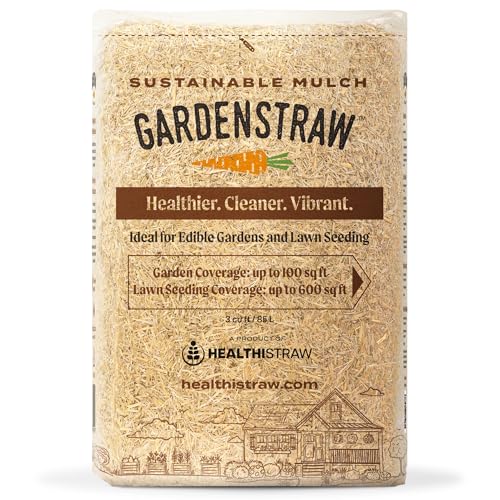 Healthistraw Gardenstraw, 3 Cu Ft (20 Lbs) All-Natural Mulch for Gardens, Vegetables &amp;amp; Lawn Seeding &amp;ndash; Water-Conserving Wheat Straw &amp;ndash; Thoroughly Cleaned, Sustainable