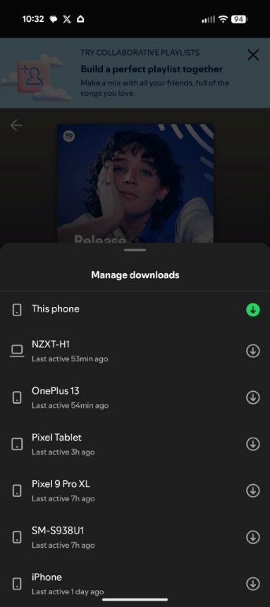manage downloads feature on Spotify