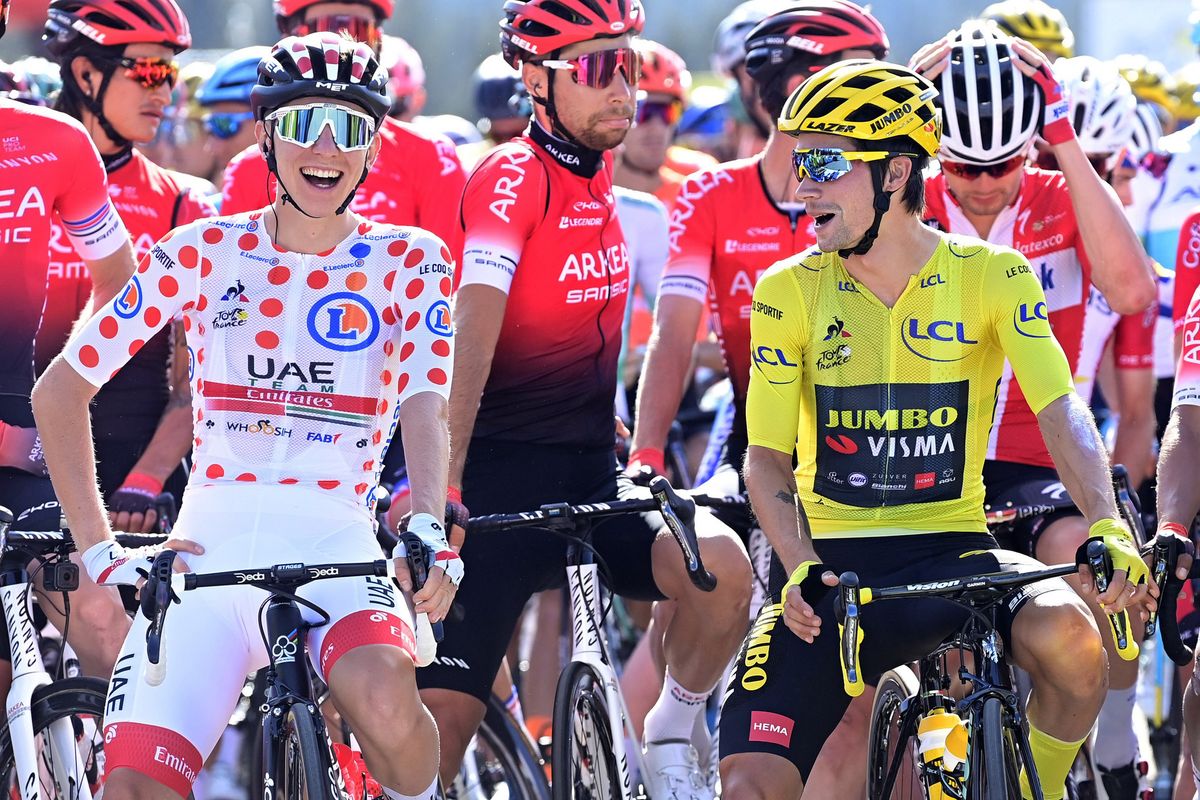 Tour de France 2020 - 107th Edition - 18th stage Meribel - La Roche sur Foron 175 km - 17/09/2020 - Tadej Pogacar (SLO - UAE - Team Emirates) - Primoz Roglic (SLO - Team Jumbo - Visma) - photo Peter De Voecht/PN/BettiniPhoto&Acirc;&copy;2020