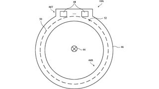 A ring-shaped device in an Apple patent filing, on white background
